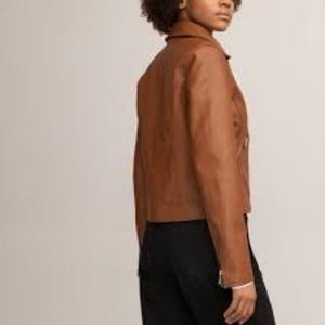 Fantastic Fawn Faux Leather Zip-up Jacket Camel Brown/S